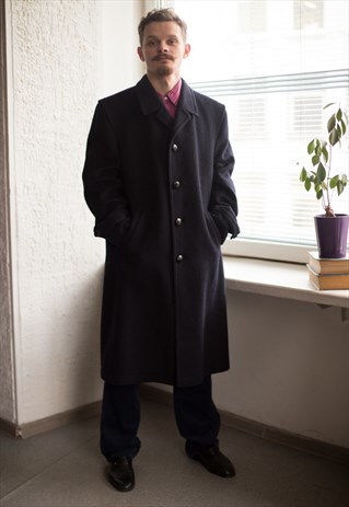 VINTAGE 60'S BLACK WOOL COAT