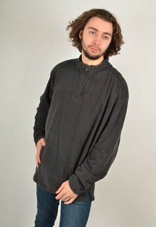 VINTAGE 1/4 ZIP 80'S SWEATSHIRT IN BLACK