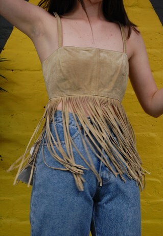 90S SUEDE (REAL) FRINGE TOP