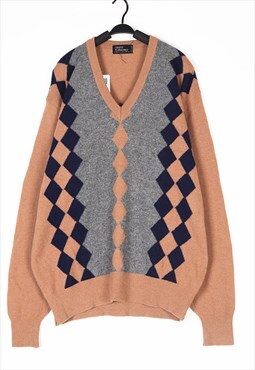 Khaki Patterned wool knitwear jumper knit 