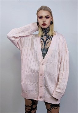 Pastel pink cardigan oversize top knitted summery jumper