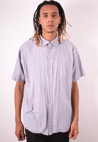 YVES SAINT LAURENT MENS VINTAGE SHIRT XXL PURPLE CHECK 90S