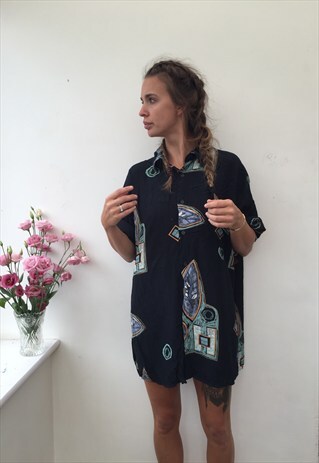 CRAZY PATTERNED OVERSIZED RETRO VINTAGE UNISEX FESTIVAL SHIR