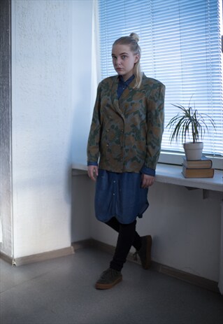 VINTAGE 60'S MULTICOLOUR FLOWER PRINT DOUBLE BUTTONS JACKET