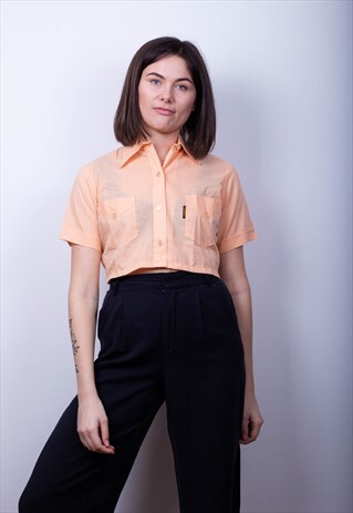 VINTAGE ORANGE SHORT SLEEVE CROPPED SHIRT