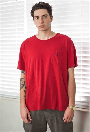 VINTAGE POLO RALPH LAUREN POCKET T-SHIRT 90S L 7.2