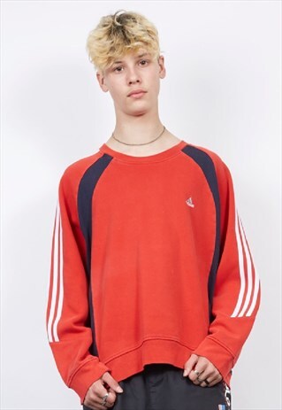 VINTAGE 90'S ADIDAS TRICOLOUR LOGO SWEATSHIRT