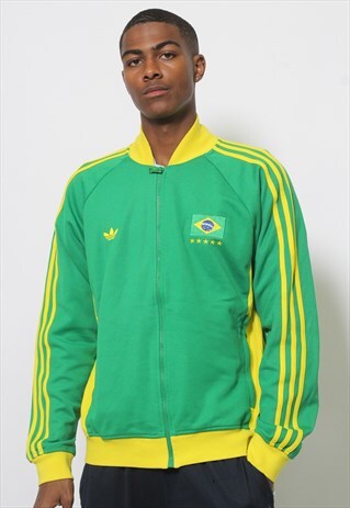 VINTAGE ADIDAS BRAZIL FLAG LOGO TRACK JACKET GREEN