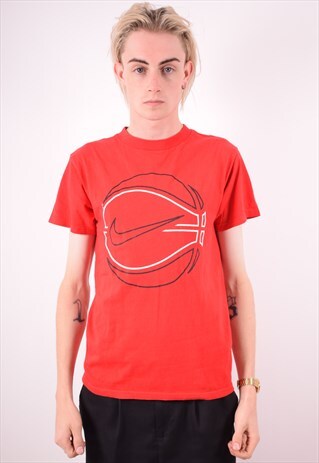 NIKE MENS VINTAGE T-SHIRT TOP SMALL RED 90S