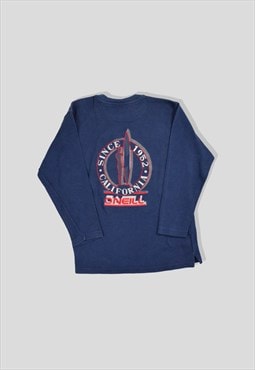 Vintage 90s O'Neill Embroidered Logo Sweatshirt in Navy Blue