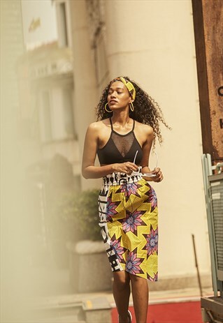 STRINGY 2TONE SKIRT YELLOW