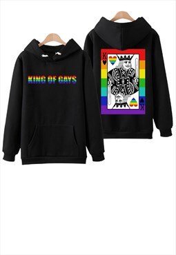 Gay King hoodie LGBT rainbow pullover Pride top in black