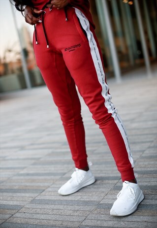 UXR STRIPE PANEL TRACKSUIT BOTTOMS - MAROON