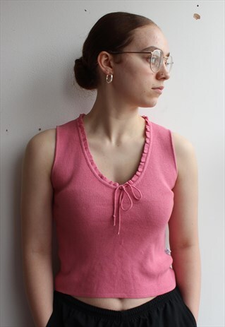 VINTAGE PINK KNIT CROP TOP