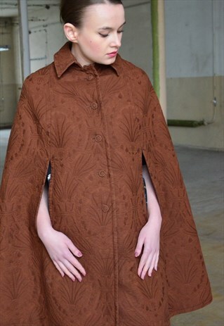 VINTAGE BROWN ELEGANCE CAPE COAT