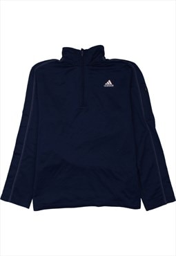 Vintage 90's Adidas Sweatshirt Lightweight Quater Zip Navy