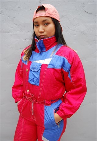 CRAZY PRINT PUFFER SKI SUIT/JUMPSUIT (1990'S)