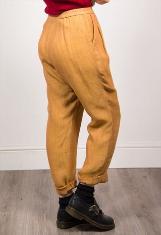 VINTAGE 90'S TAN ORANGE HIGH WAIST SMART TROUSERS