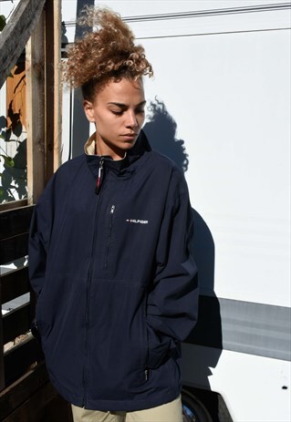 VINTAGE AUTHENTIC TOMMY HILFIGER NAVY SPORTS JACKET