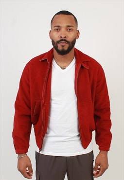 Men's Vintage Polo Ralph Lauren Red Fleece Harrington Jacket