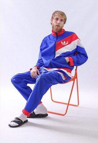 90S VINTAGE MENS LOGO TRACK SUIT PANTS WINDBREAKER JACKET