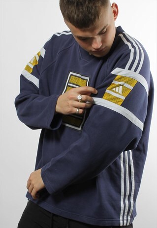 VINTAGE ADIDAS LOGO V-NECK SWEATSHIRT