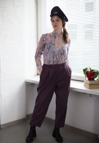 VINTAGE 80'S PURPLE CHECKED TROUSERS