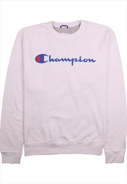 Vintage 90's Champion Sweatshirt Spellout Crew Neck White