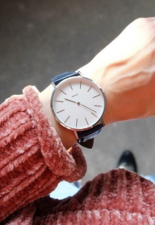 MINIMALIST WATCH NAVY LEATHER / IVORY WHITE