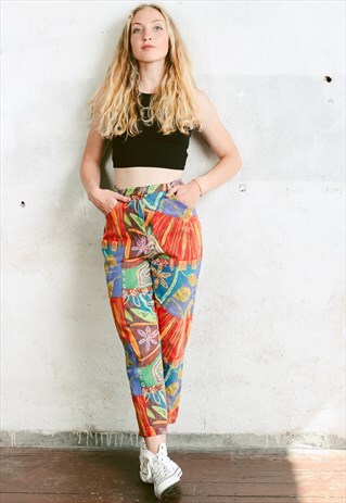 VINTAGE 80S BOLD PATTERNED MOM JEANS