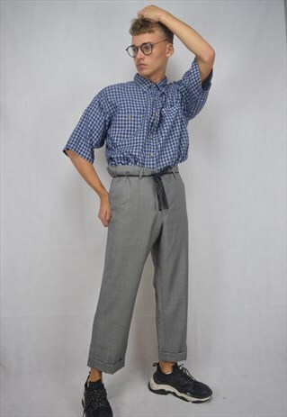 VINTAGE CHECKERED BLUE SHORT SLEEVE SHIRT