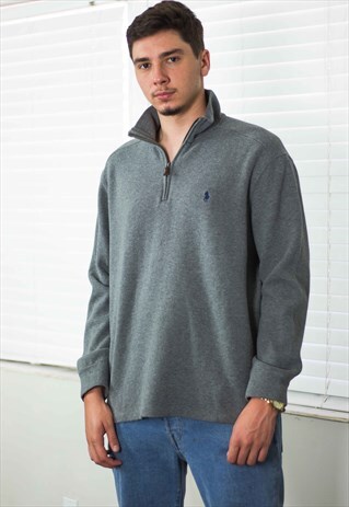 VINTAGE POLO RALPH LAUREN 1/4 ZIP JUMPER SWEATSHIRT XL 20.4