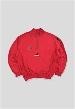 Vintage 90s Adidas Equipment 1/4 Zip Sweatshirt in Red