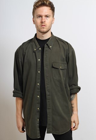 VINTAGE COTTON SHIRT BROWN 90S