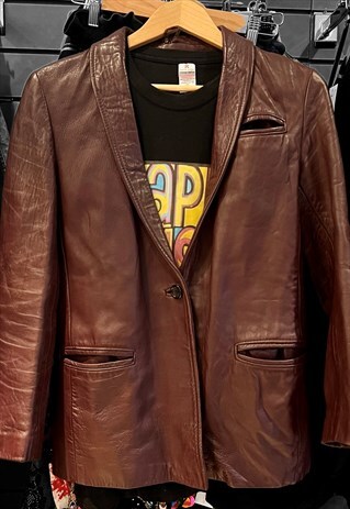 VINTAGE OXBLOOD LEATHER 90S JACKET