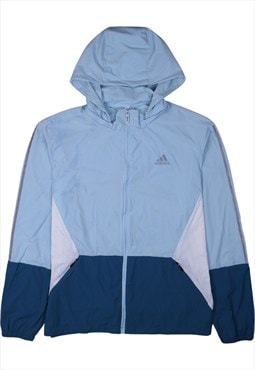 Vintage 90's Adidas Windbreaker Hooded Full Zip Up Blue