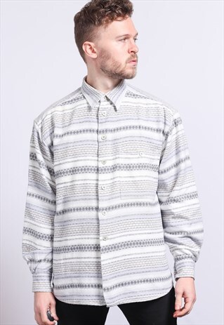 VINTAGE AZTEC PATTERNED SHIRT 90S