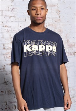 Vintage Kappa Big Print Logo T-Shirt Blue