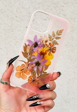 Glow in the Dark Pressed Flowers Case/ iPhone 12 Pro Max