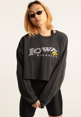 VINTAGE CHAMPION EMBROIDERED CROPPED SWEATSHIRT