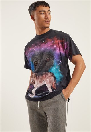 VINTAGE WOLF PRINT GRAPHIC T-SHIRT