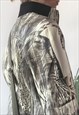 VINTAGE Y2K 00'S BLACK CREAM SPLATTER LEATHER ZIP UP JACKET