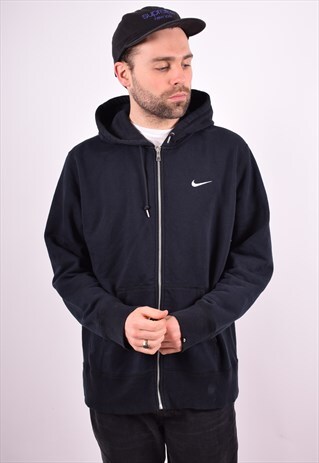 NIKE MENS VINTAGE HOODIE JACKET XL NAVY BLUE 90'S