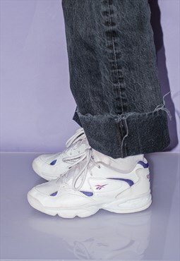 Vintage Y2K cute white sneakers with purple details