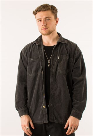 VINTAGE 90S GREY CORDUROY SHIRT XXL