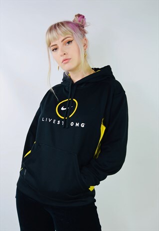 VINTAGE NIKE LIVE STRONG 90S BLACK HOODIE