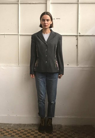 VINTAGE 90' AMAZING BEAUTIFUL WOOL GREY JACKET