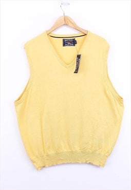 Vintage American Eagle Vest Yellow Sleeveless Tight Knit 90s