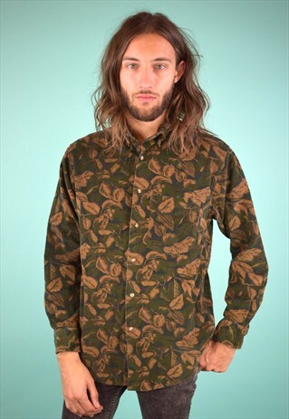 VINTAGE 90'S CORDUROY LEAF PRINT SHIRT