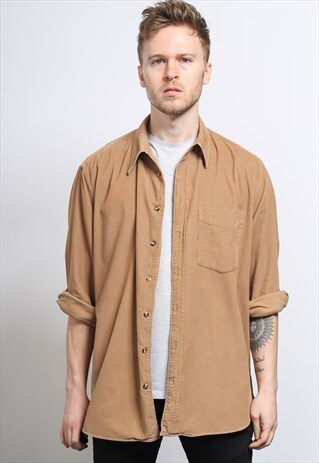 VINTAGE CORDUROY CORD SHIRT BROWN